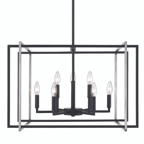Tribeca 9 Light Chandelier In Matte Black With Pewter Accents (6070-9 BLK-PW)