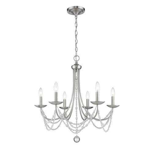 Mirabella 6 Light Chandelier In Pewter With Crystal (7644-6 PW)