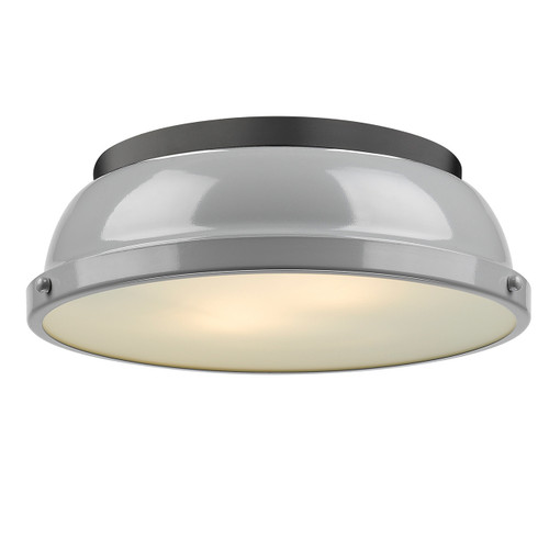 Duncan 2 Light Flush Mount In Matte Black With Gray Shade(s) (3602-14 BLK-GY)