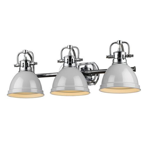 Duncan 3 Light Vanity In Chrome With Gray Steel Shade(s) (3602-BA3 CH-GY)
