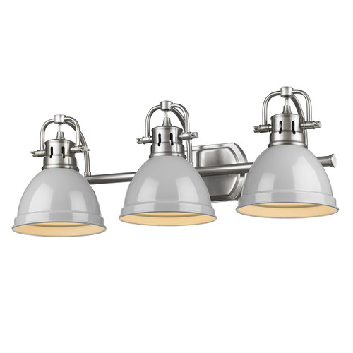 Duncan 3 Light Vanity In Pewter With Gray Steel Shade(s) (3602-BA3 PW-GY)