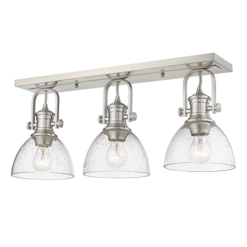 Hines 3 Light Semi-flush In Pewter With Seeded Glass (3118-3SF PW-SD)