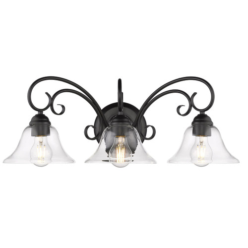 Homestead 3 Light Vanity In Matte Black With Clear Glass (8606-BA3 BLK-CLR)