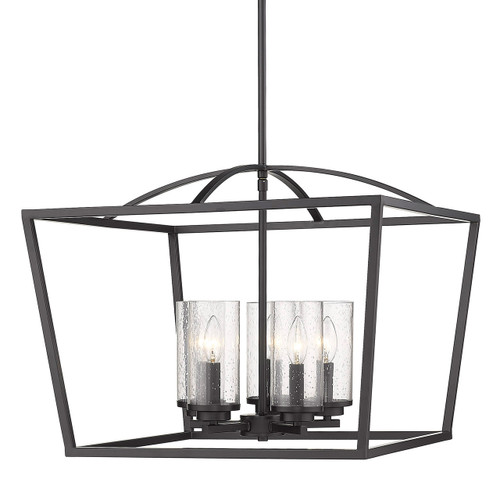 Mercer 5 Light Chandelier in Matte Black with Matte Black accents and Seeded Glass (4309-5 BLK-BLK-SD)