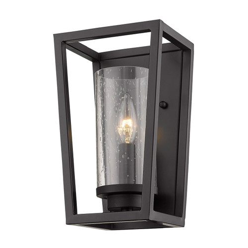 Mercer 1 Light Sconce In Matte Black With Seeded Glass (4309-WSC BLK-BLK-SD)