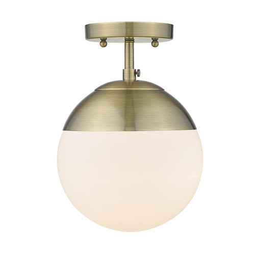 Dixon 1 Light Semi-flush In Aged Brass With Opal Glass (3218-SF AB-AB)