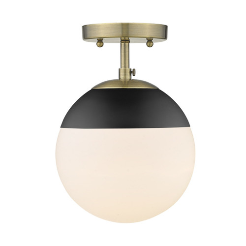 Dixon 1 Light Semi-flush In Aged Brass With Opal Glass (3218-SF AB-BLK)