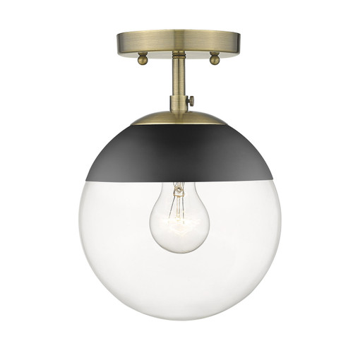Dixon 1 Light Semi-flush In Aged Brass With Clear Glass (3219-SF AB-BLK)