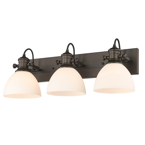 Hines 3 Light Vanity In Rubbed Bronze With Opal Glass (3118-BA3 RBZ-OP)