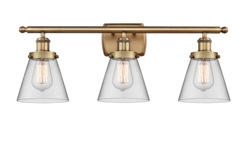 Cone - 3 Light - 26 inch - Brushed Brass - Bath Vanity Light (916-3W-BB-G62)