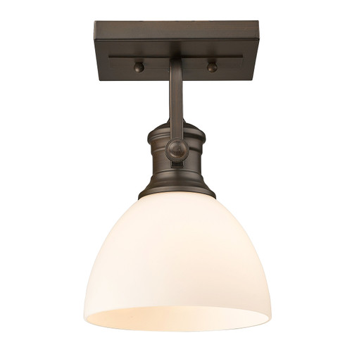 Hines 1 Light Semi-flush In Rubbed Bronze With Opal Glass (3118-1SF RBZ-OP)
