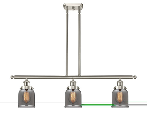 Bell - 3 Light - 36 inch - Brushed Satin Nickel - Stem Hung - Island Light (916-3I-SN-G53-LED)