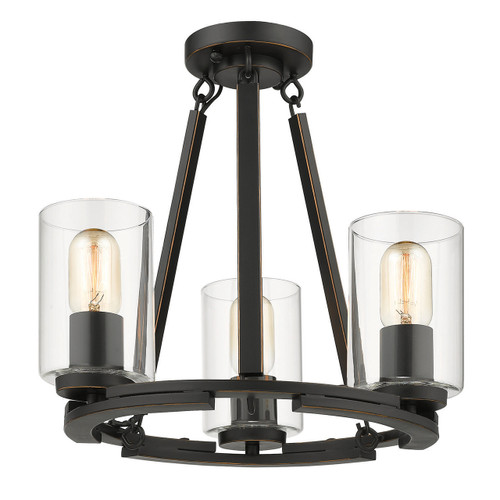 Monroe Convertible Semi-Flush in Matte Black with Gold Highlights and Clear Glass (7041-SF BLK-CLR)