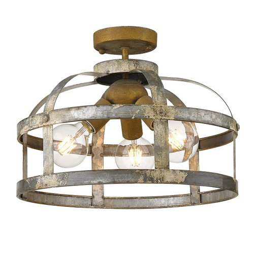 Bavaria 3 Light Semi-Flush Mount In Colonial Steel (0869-SF CS)