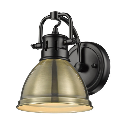 Duncan 1 Light Vanity In Matte Black With Aged Brass Shade(s) (3602-BA1 BLK-AB)