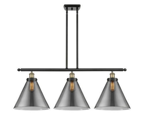Cone - 3 Light - 36 inch - Black Antique Brass - Stem Hung - Island Light (916-3I-BAB-G43-L)