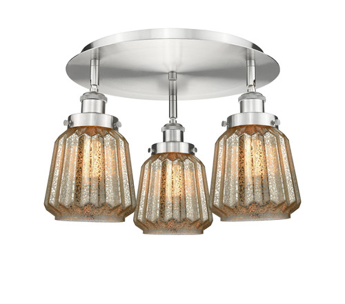 Chatham - 3 Light - 19 inch - Satin Nickel - Flush Mount (916-3C-SN-G146)