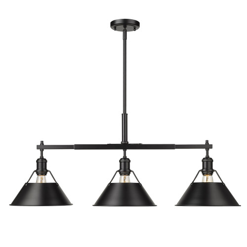 Orwell 3 Light Linear Pendant, Matte Black, Matching Shade(s) (3306-LP BLK-BLK)