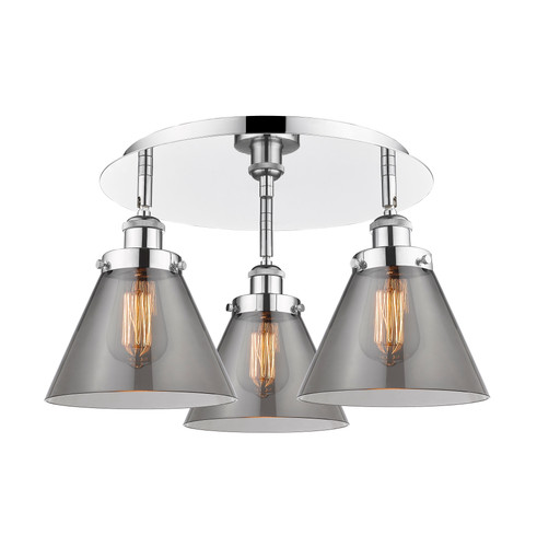 Cone - 3 Light - 20 inch - Polished Chrome - Flush Mount (916-3C-PC-G43)