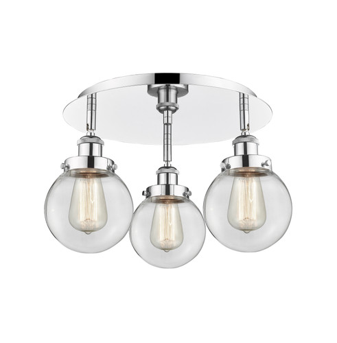 Beacon - 3 Light - 18 inch - Polished Chrome - Flush Mount (916-3C-PC-G202-6)