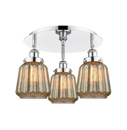 Chatham - 3 Light - 19 inch - Polished Chrome - Flush Mount (916-3C-PC-G146)