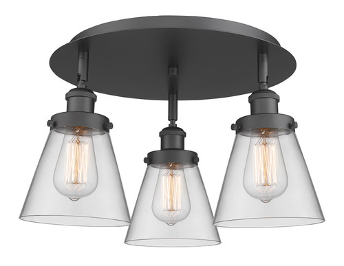 Cone - 3 Light - 18 inch - Matte Black - Flush Mount (916-3C-BK-G62)