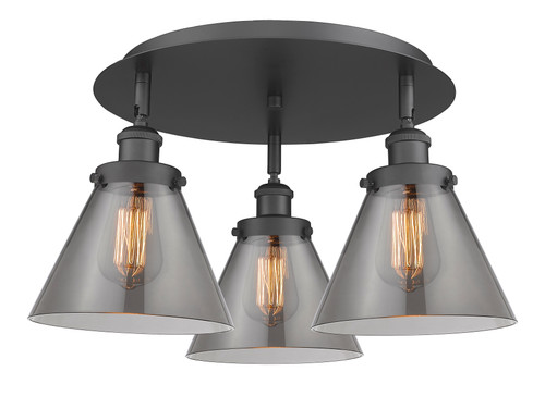 Cone - 3 Light - 20 inch - Matte Black - Flush Mount (916-3C-BK-G43)