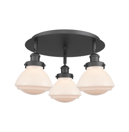 Olean - 3 Light - 19 inch - Matte Black - Flush Mount (916-3C-BK-G321)