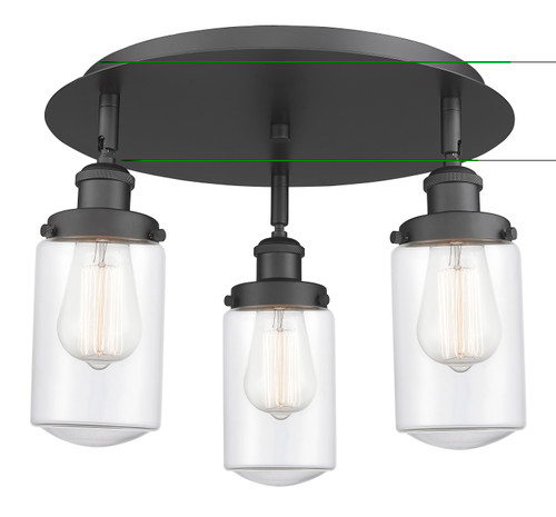 Dover - 3 Light - 16 inch - Matte Black - Flush Mount (916-3C-BK-G312)