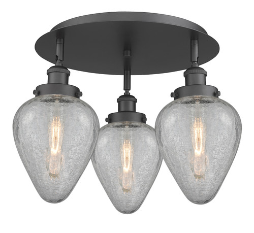 Geneseo - 3 Light - 18 inch - Matte Black - Flush Mount (916-3C-BK-G165)