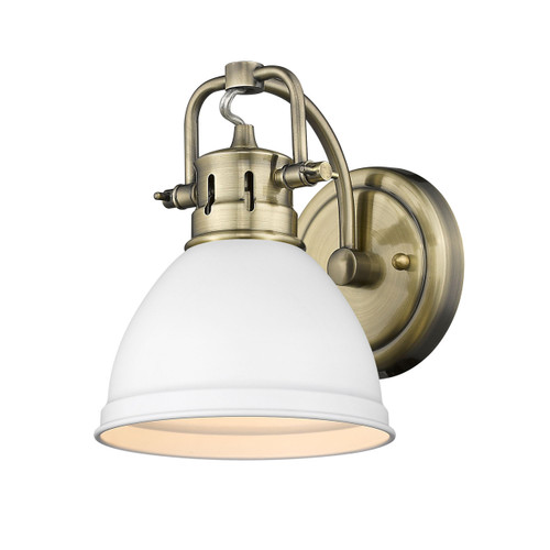 Duncan 1 Light Vanity In Aged Brass With Matte White Shade(s) (3602-BA1 AB-WHT)