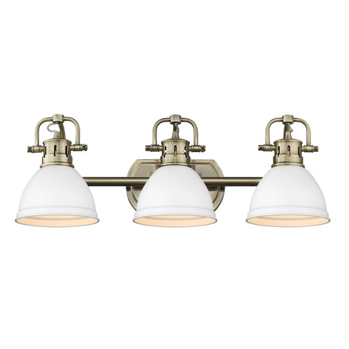 Duncan 3 Light Vanity In Aged Brass With Matte White Shade(s) (3602-BA3 AB-WHT)