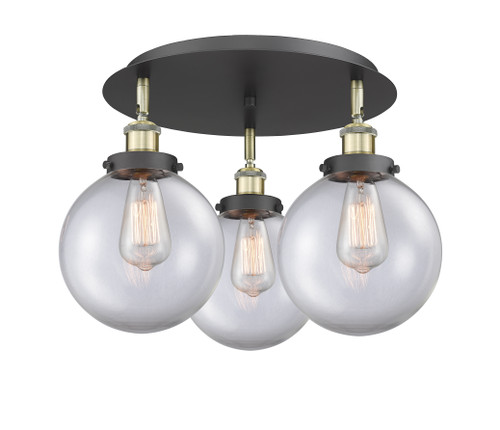 Whitney - 3 Light - 20 inch - Black Antique Brass - Flush Mount (916-3C-BAB-G202-8)