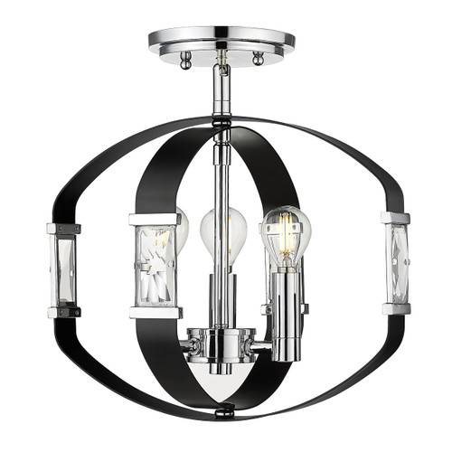 Ariana 3 Light Semi-flush In Chrome (1374-SF CH-BLK)