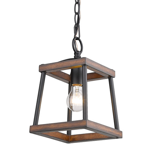 Teagan 1 Lt Mini Pendant In Natural Black With Rustic Oak Wood (3184-M1L NB-RO)