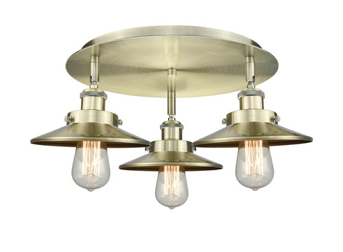 Edison - 3 Light - 20 inch - Antique Brass - Flush Mount (916-3C-AB-M4-AB)