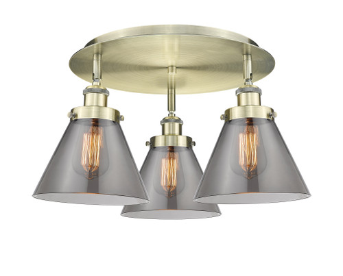 Cone - 3 Light - 20 inch - Antique Brass - Flush Mount (916-3C-AB-G43)