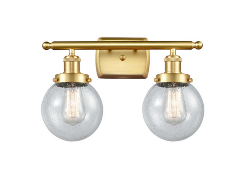 Beacon - 2 Light - 16 inch - Satin Gold - Bath Vanity Light (916-2W-SG-G204-6)