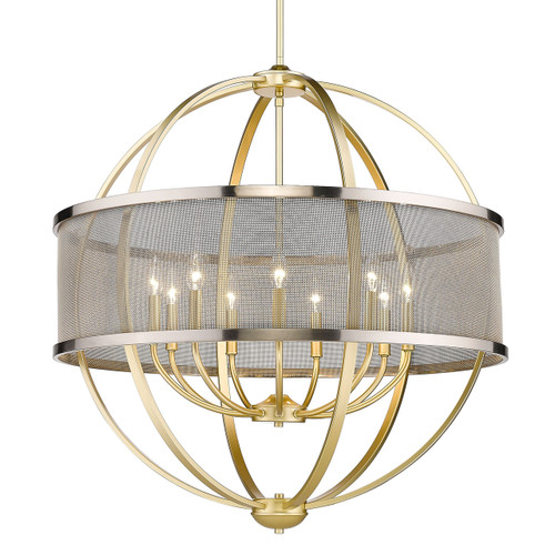 Colson 9 Light Chandelier In Olympic Gold With Pewter Shade(s) (3167-9 OG-PW)