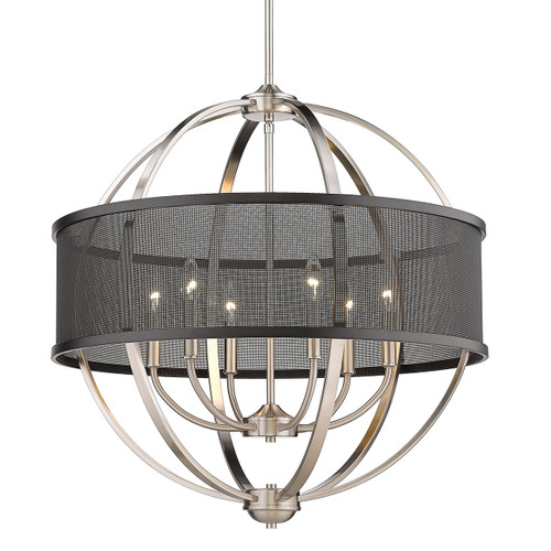 Colson 6 Light Chandelier In Pewter With Matte Black Shade(s) (3167-6 PW-BLK)