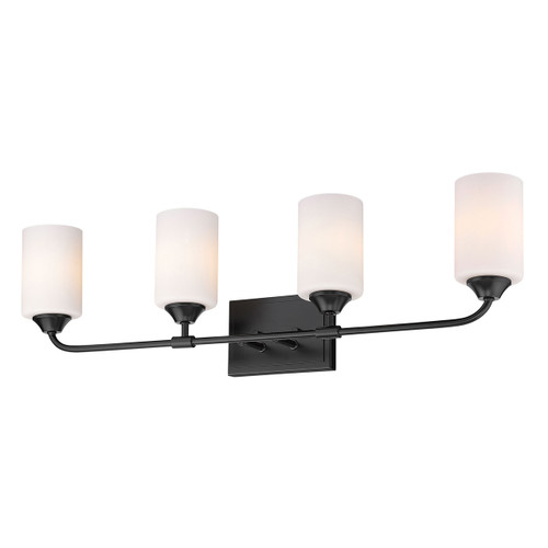 Ormond 4 Light Vanity, Matte Black, Cylindrical Opal Glass (2120-BA4 BLK-CYL-OP)