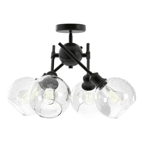 Axel 4 Light Semi-flush In Matte Black With Seeded Glass (1945-SF BLK-GLOBE-SD)