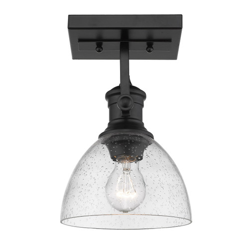 Hines 1 Light Semi-flush In Matte Black With Seeded Glass (3118-1SF BLK-SD)
