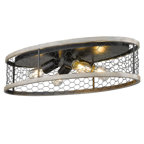 Bailey 4 Light Flush Mount In Matte Black With Chicken Wire (3171-FM24 BLK-CW)