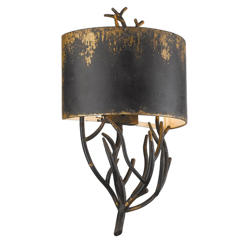 Esmay 2 Light Sconce In Antique Black Iron With Matching Shade(s) (0836-WSC ABI)