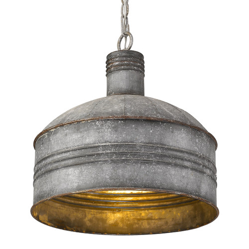 Shiloh 1 Light Pendant, Aged Galvanized Steel, Galvanized Shade (0889-L AGV-GV)