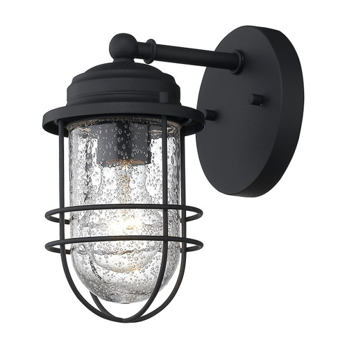 Seaport 1 Light Outdoor Sconce In Natural Black W/ Seeded Glass (9808-OWS NB-SD)