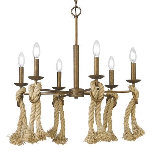 Marissa 6 Light Chandelier In Burnished Chestnut With Rope (1083-6 BC)