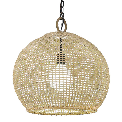 Reed 1 Light Pendant In Matte Black With Bamboo Wood Shade(s) (1078-L BLK-BB)