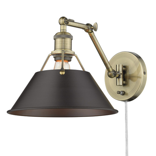 Orwell 1 Light Sconce In Aged Brass W/ Rubbed Bronze Shade(s) (3306-A1W AB-RBZ)